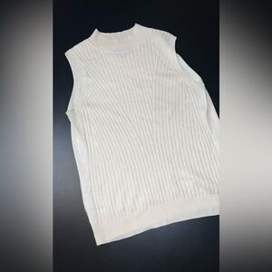 Michael Stars Cream Ribbed Silk Blend Mock Neck Sweater Vest Size Medium EUC